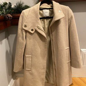 MANGO Funnel Neck Beige Coat